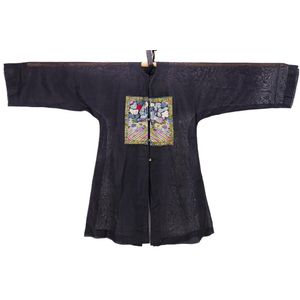 Quanza Robe Late Qing Dynasty Black Gauze Robe with Civil Badges - Textiles ...