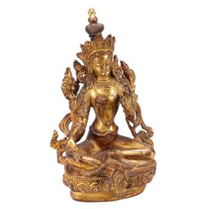 Sino-Tibetan gilt bronze Tara, depicted seated on a lotus base,&hellip;