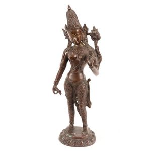 Sino-Tibetan bronze Tara, depicted standing with a downwards&hellip;