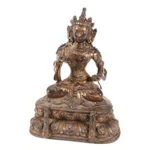Sino-Tibetan gilt bronze Tara, depicted seated with legs&hellip;