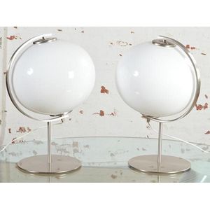 White Ball Light Shade Milk Glass Ball 6' with Chrome Holder “DOLPHIN”