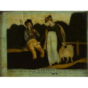 P. Dawe: ' Evening', Reverse glass painting, Published, London,…