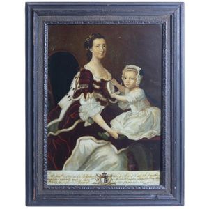 An antique reverse glass portrait print, early 19th century,…
