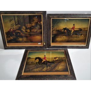Three framed Victorian reverse glass prints, depicting 'The…