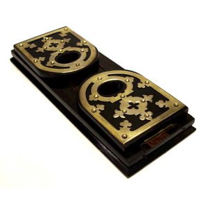 Rosewood & silver plate decorated sliding bookends rosewood…