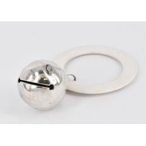A baby rattle, sterling silver and plastic, Crisford & Norris…