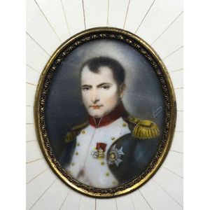 Ivory and mother of pearl framed Napoleon miniature portrait 5…