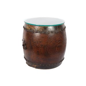 Oak side table late 18th century oak drum, with large beaded…