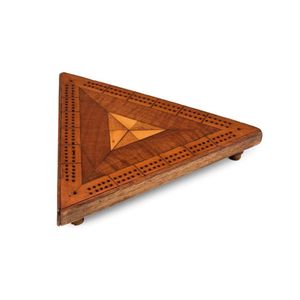An Australian specimen wood triangular cribbage board, late…