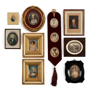 An collection of nine miniatures, including a portrait of the…