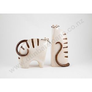 Pair European ceramic novelty cat bookends, with brown stripes…
