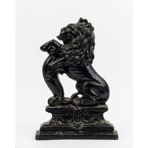 An antique 'Rampant Lion' doorstop, painted cast iron, 19th…