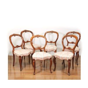 A set of six Victorian walnut drawing room chairs each with&hellip;