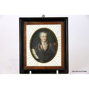 An antique portrait miniature of Johan Wolfgang Von Goethe,…