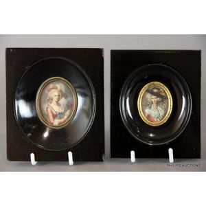 A pair of portrait miniatures of Fashionable ladies, early to…