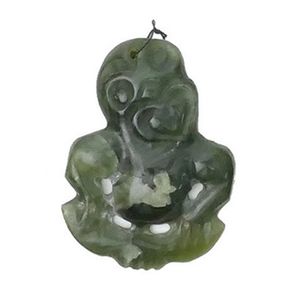 An early/mid-20th century Maori pounamu hei tiki, open heart…