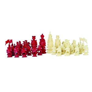 An early 20th century Chinese finely carved ivory chess set,…