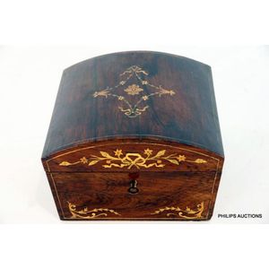 A Victorian inlaid rosewood sewing box, 19th century, the…