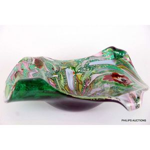 A Murano Multicoloured cased glass bowl, second half 20th…