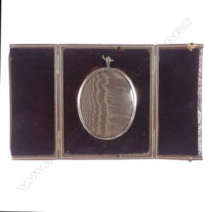 A silver gilt portrait miniature frame, in Morocco leather and…