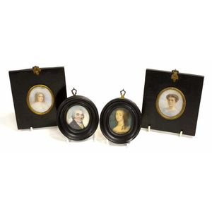 Collection four antique portrait miniatures each in a vintage…