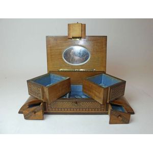 A Tunbridge ware style Art Deco marquetry jewellery box lift up…