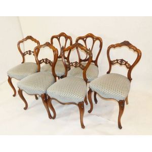 6 x Victorian walnut upholstered balloon back chairs a set of 4&hellip;