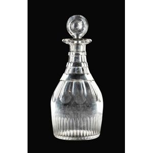 A George III cut crystal decanter of faceted mallet form 28 cm…