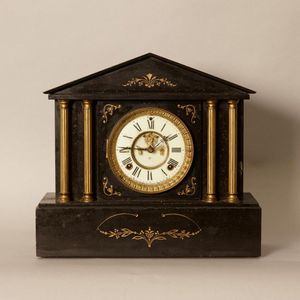 French Temple Mantel Clock with Gilt Decoration - Clocks - Marble ...