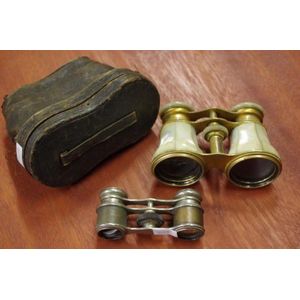 Vintage mother of pearlopera glasses, with case & a smaller…