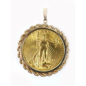 Gold American Liberty Head Ten Dollar Coin Necklace Estate Fine Jewelry