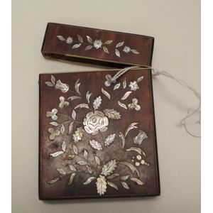 Victorian decorated tortoiseshell card case decorated in inset…
