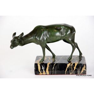 An Art Deco bronze model of a doe in the manner of Irenee…