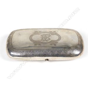 A 19th century German silver cigar case, engraved decoration to…