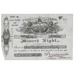 Miner's Right: Two for the Colony of Victoria, Ballarat…