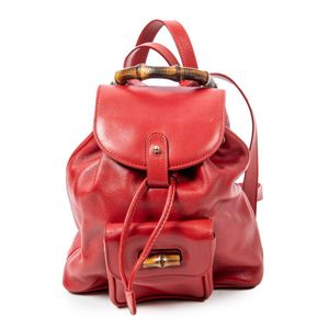 Gucci, mini bamboo backpack, styled in red leather with bamboo&hellip;