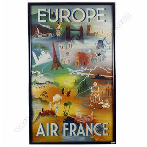 A vintage 1949 Air France Europe travel poster by Robert…
