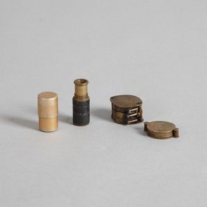 Three miniature seeing instruments, two magnifying lenses and…