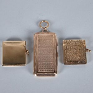 Three small gold boxes, one 9ct gold matchbox, maker, D&F,…