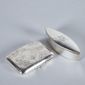 Two sterling silver boxes, cigarette case and vesta, hallmarked…
