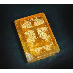 Baltic amber carved as a bible likely late 19th century height…
