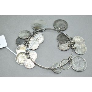 Victorian silver coins love token bracelet, 19 x coins.,…