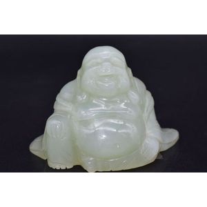 Laughing Buddha Jadeite Statue (6.2 cm) - Jade - Oriental