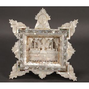 Mother of pearl religious tableau, depicting the Last Supper,…