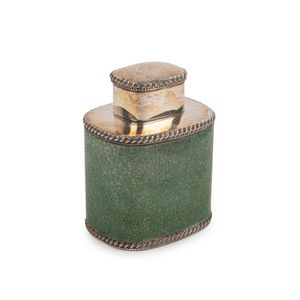 A tea caddy, shagreen and silver plate, 19th century, 10.5 cm…