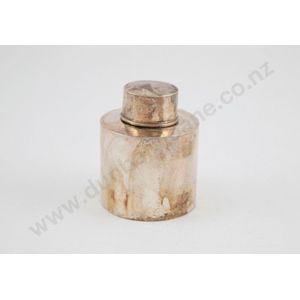 Small sterling silver tea caddy, plain cylindrical shape, marks…