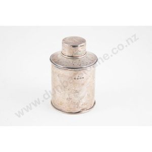 George V sterling silver tea caddy, plain cylindrical form,…