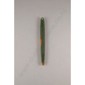 A large pounamu kuru (pendant), Kawakawa variety stone with…