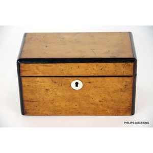 A Victorian bird's eye maple box, 9th century, with key, the…
