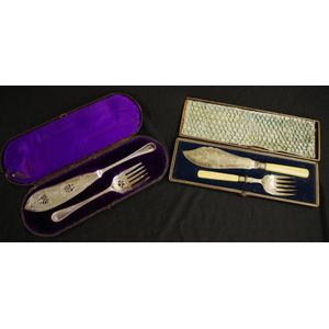Two sets of Victorian silver plate fish servers in original…